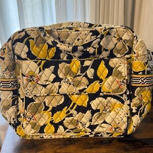 Vera Bradley Yellow and Black Floral Quilted Baby Bag